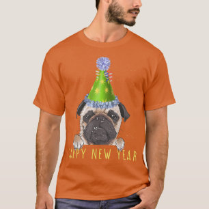 Happy New Year 2023 Funny Silvester Mops Party T-Shirt