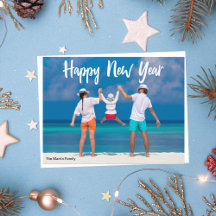 Happy New Year 2023 Modern White Script over Foto