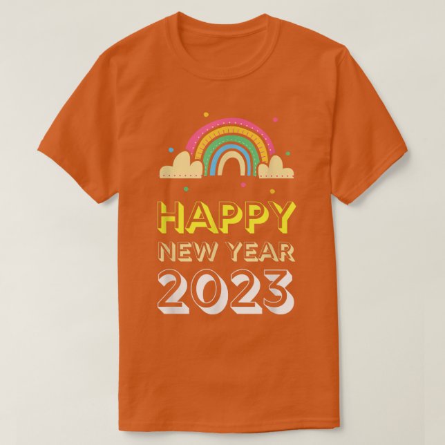 Happy New Year 2023 Regenbogenwolken Funny T-Shirt (Design vorne)