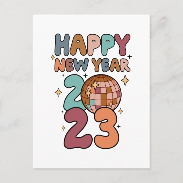 Happy New Year 2023 Vintag Retro Postkarte (Vorderseite)