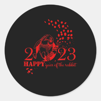 Happy New Year 2023 Year Of The Rabbit Zodiac Sign Runder Aufkleber