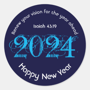 Happy New Year 2024 ADD JEDES JAHR Christlich Runder Aufkleber