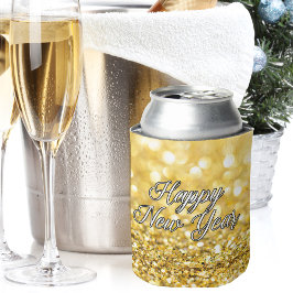 Happy New Year 2024 Chic Gold Glitzer Party Dosenkühler