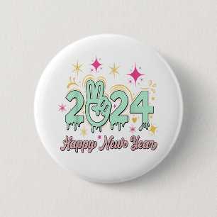 Happy New Year 2024 Goodbye 2023 Hello 2024 Button
