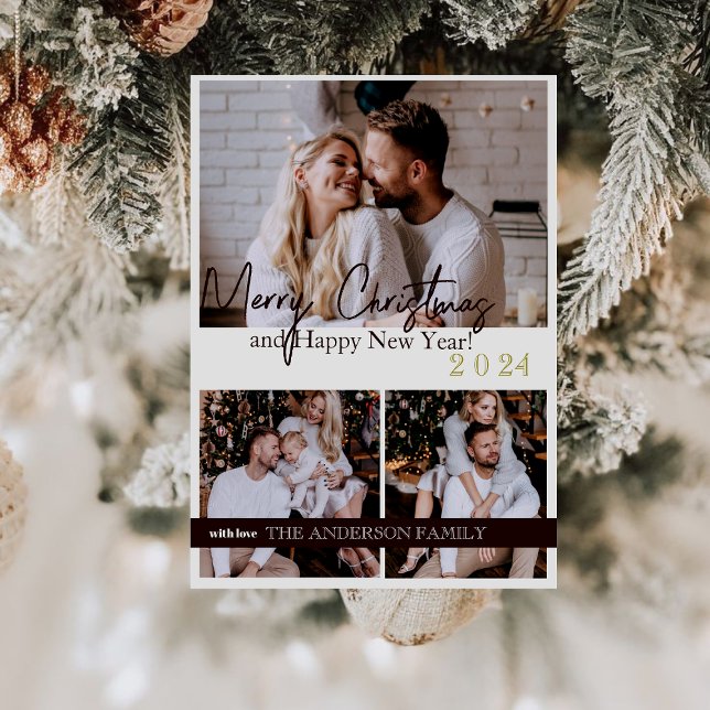 Happy New Year 2024 Modern Script Holiday Card Einladung (Von Creator hochgeladen)