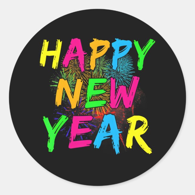 Happy New Year 2024 Silvester Party Countdown Runder Aufkleber (Vorderseite)