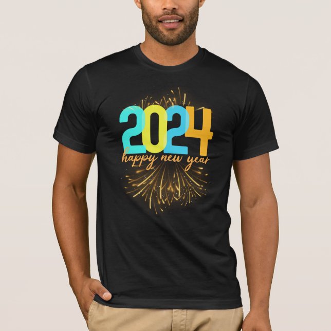 Happy New year 2024 Vibrant Firework New Years T-Shirt (Vorderseite)