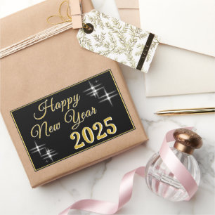 Happy New Year 2025 Elegante Glitzern Rechteckiger Aufkleber