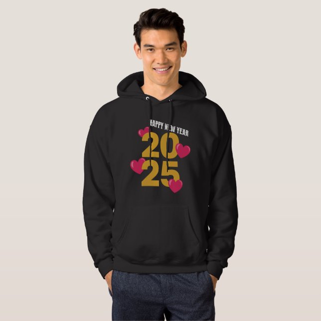 Happy New Year 2025 - Festive Herzdesign Hoodie (Vorne ganz)