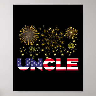 Happy New Year 2025 Onkel American Flag Familie To Poster