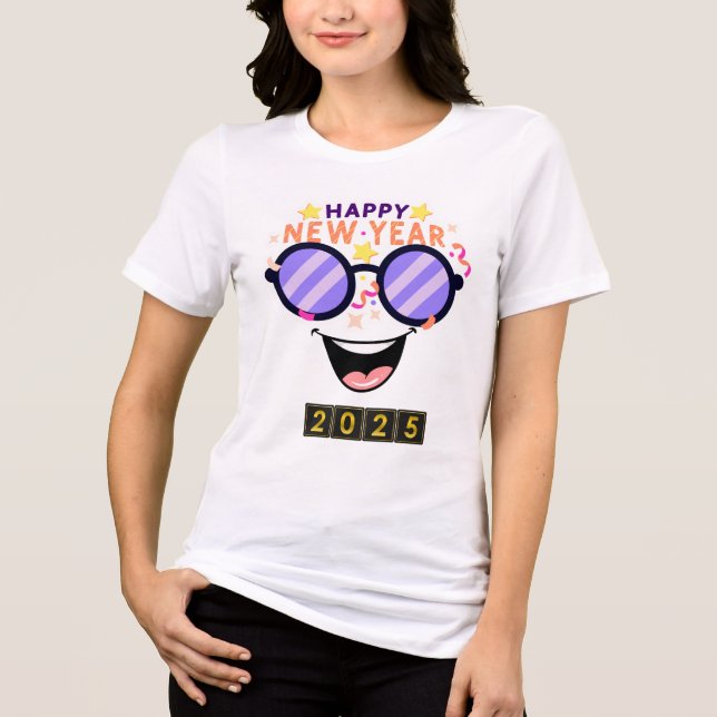 "Happy New Year 2025 T - Shirt Logo - Spaß & Feier (Vorderseite)
