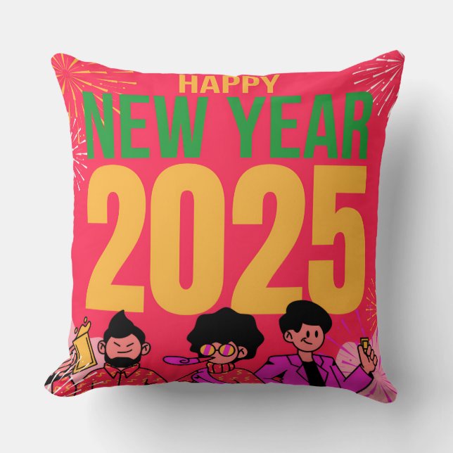 Happy New Year 2025 Throw Kissen** Kissen (Vorderseite)