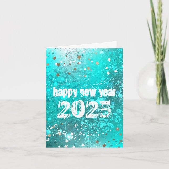 Happy New year 2025 türkis Einladung (Vorderseite)