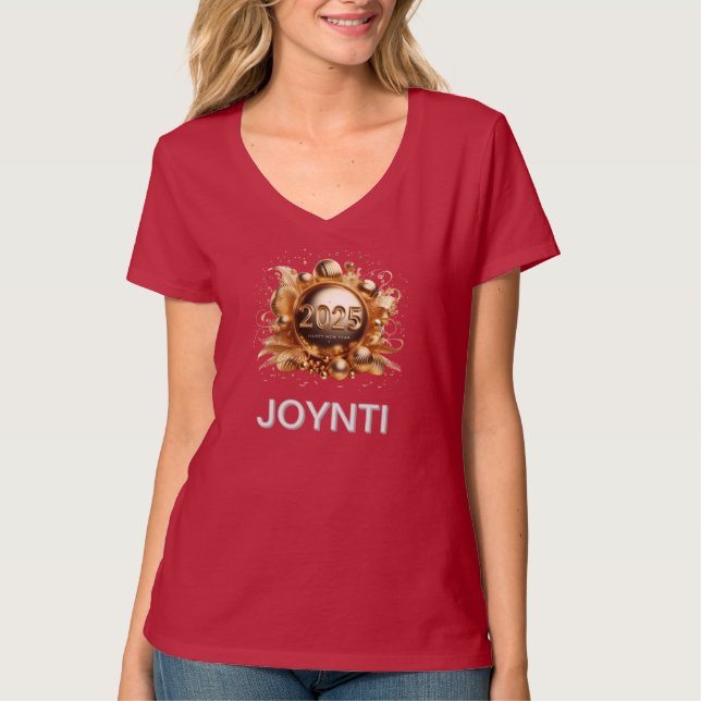 Happy new year 2025 women v-neck T-Shirt (Vorderseite)
