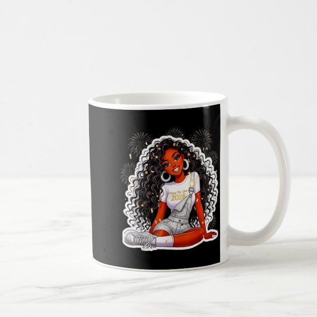 Happy New Year 2026 Black Girl Magic Melanin  Kaffeetasse (Rechts)