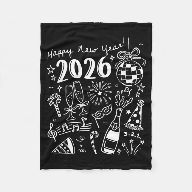Happy New Year 2026 Bow Funny  Fleecedecke (Vorderseite)