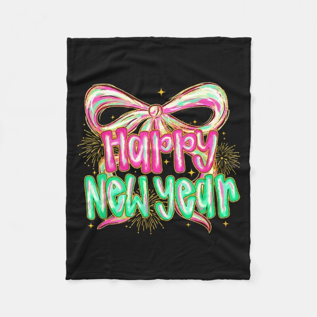 Happy New Year 2026 Brushstroke Coquette Firework  Fleecedecke (Vorderseite)