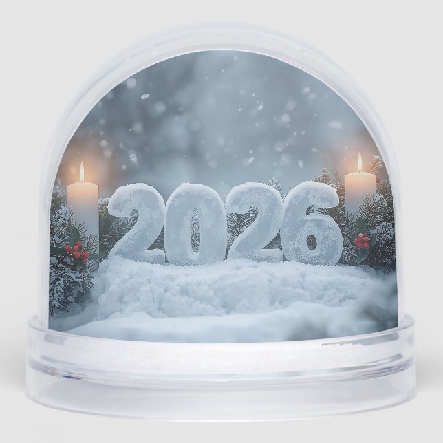 happy new year 2026 candle glow  schneekugeln (Vorderseite)