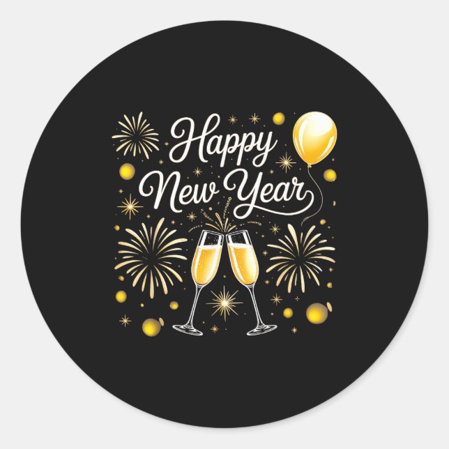 Happy New Year 2026 Celebration Design With Champa Runder Aufkleber (Vorderseite)