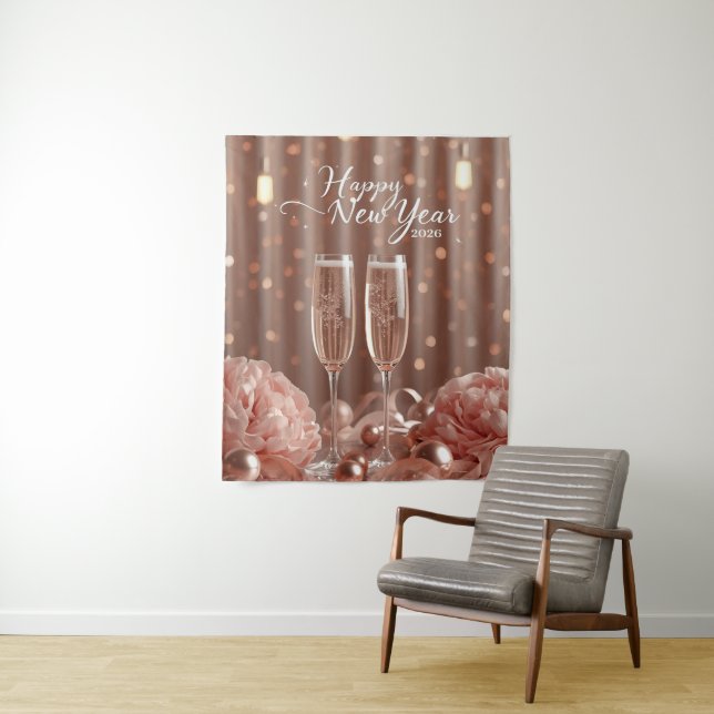 happy new year 2026 champagne sparkle backdrop wandteppich (Beispiel)