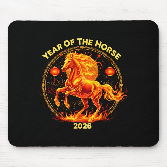 Happy New Year 2026 Chinese New Year Horse Zodiac  Mousepad (Vorne)