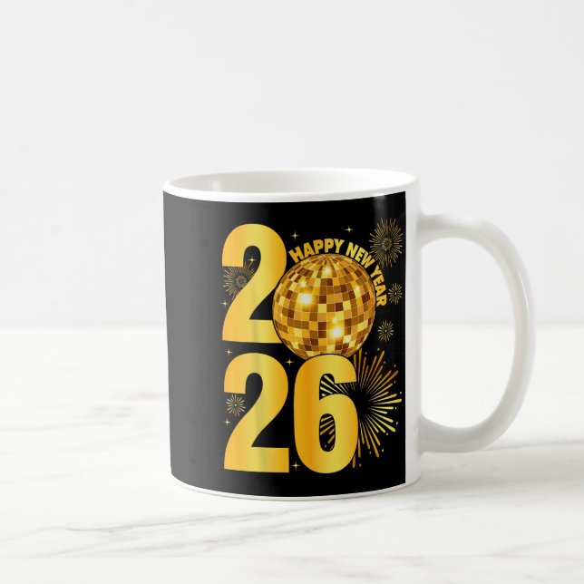 Happy New Year 2026 Coquette Bow Disco Ball New Ye Kaffeetasse (Rechts)