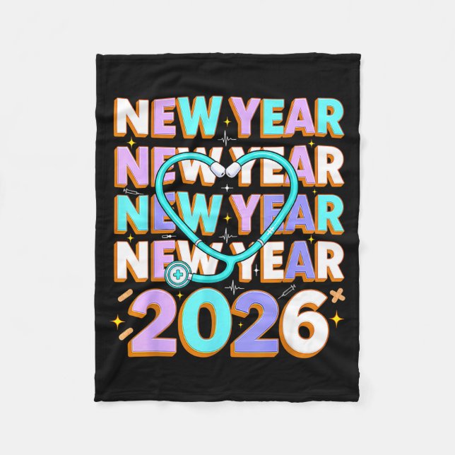 Happy New Year 2026 Coquette Bows New Years Nurse  Fleecedecke (Vorderseite)