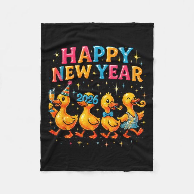 Happy New Year 2026 Cute Duck Party Gift  Fleecedecke (Vorderseite)