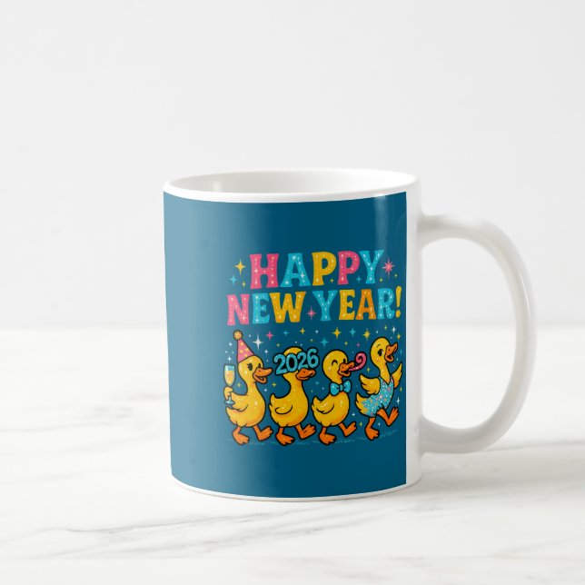 Happy New Year 2026 Cute Duck Party Gift Long Slee Kaffeetasse (Rechts)
