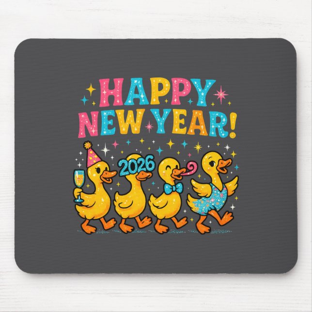 Happy New Year 2026 Cute Duck Party Gift Long Slee Mousepad (Vorne)
