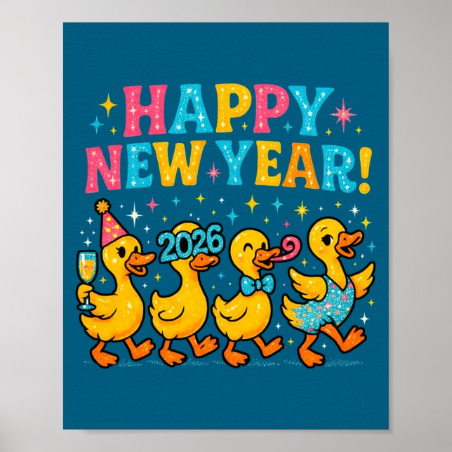 Happy New Year 2026 Cute Duck Party Gift Long Slee Poster (Vorne)