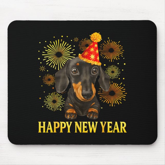 Happy New Year 2026 Dachshund Fireworks New Years  Mousepad (Vorne)