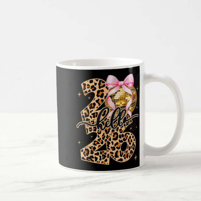 Happy New Year 2026 Disco Ball Bow New Year's Eve  Kaffeetasse (Rechts)