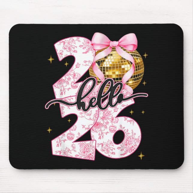 Happy New Year 2026 Disco Ball Bow New Year's Eve  Mousepad (Vorne)