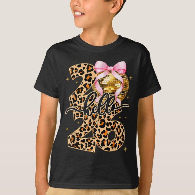 Happy New Year 2026 Disco Ball Bow New Year's Eve  T-Shirt (Vorderseite)