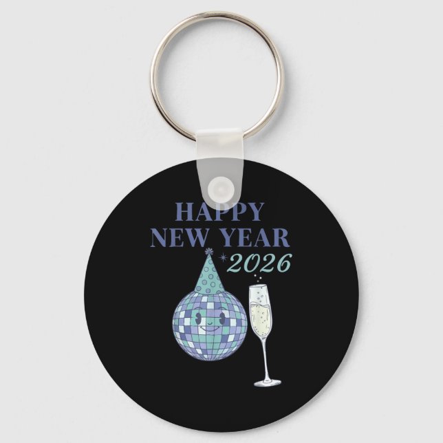 Happy New Year 2026 Disco Ball Celebration  Schlüsselanhänger (Vorderseite)