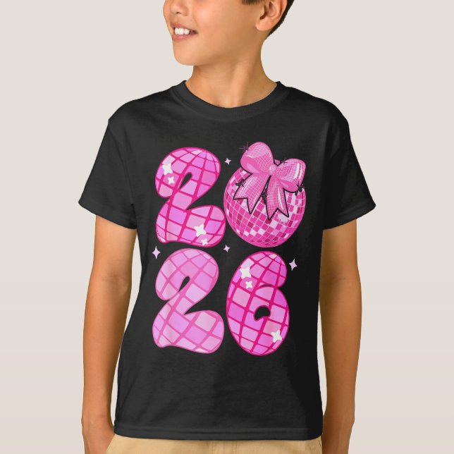 Happy New Year 2026 Disco Ball Nk Coquette Bow Fam T-Shirt (Vorderseite)