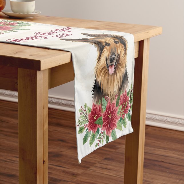 Happy New Year 2026 Dog Decor Table Runner Kurzer Tischläufer (Beispiel)
