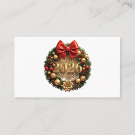 happy new year 2026 elegant wreath business card visitenkarte
