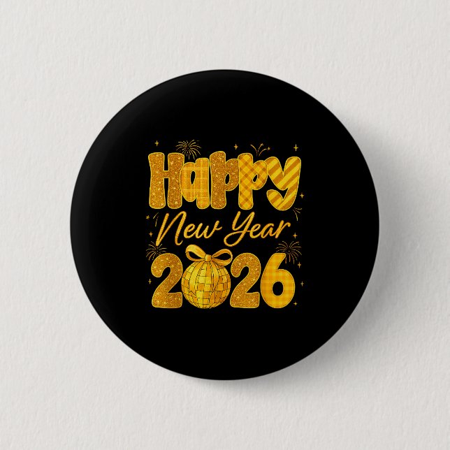 Happy New Year 2026 Eve Party Gold Family Matching Button (Vorderseite)