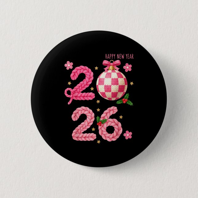 Happy New Year 2026 Family Matching Crochet Men Wo Button (Vorderseite)