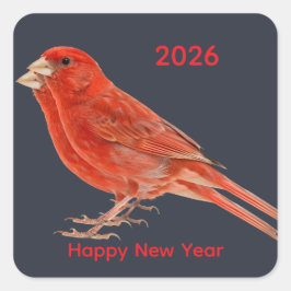Happy New Year 2026 Festive Christmas Greenery Des Quadratischer Aufkleber