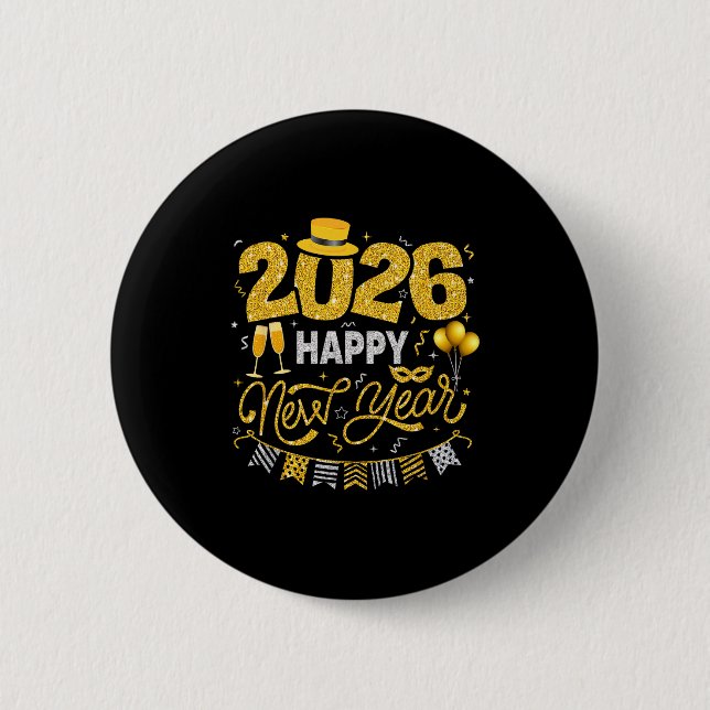 Happy New Year 2026 Fireworks Countdown New Years  Button (Vorderseite)