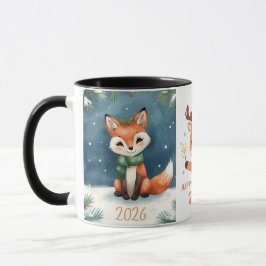 happy new year 2026  fox & reindeer coffee mug tasse
