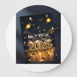 Happy New Year 2026 – Fresh Start, New Hopes Greet Große Wanduhr