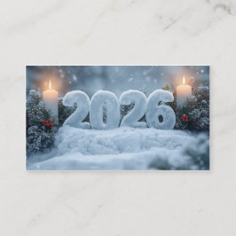 happy new year 2026 frosty elegant business card visitenkarte