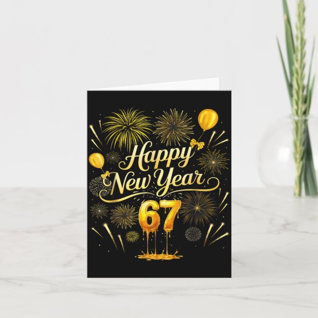 Happy New Year 2026 Funny 67 Six Seven Meme Gen Al Karte (Vorderseite)