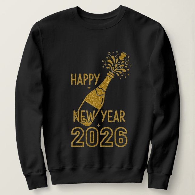 Happy New Year 2026 Glitter Sweatshirts for Women (Design vorne)