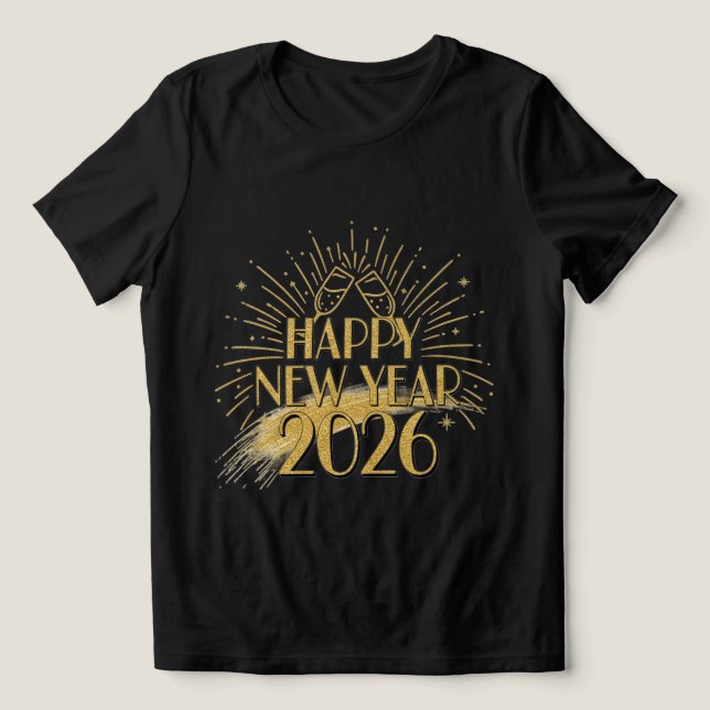 Happy New Year 2026 Glitter Tee for Women (Design Vorderseite)