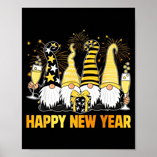 Happy New Year 2026 Gnomes Drinking Champagne New  Poster (Vorne)